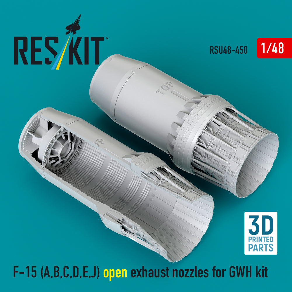 McDonnell F-15A, F-15AB, F-15AC, F-15AD, F-15AE, F-15AJ Eagle open exhaust nozzles (designed to be used with Great Wall Hobby kits) (3D-Printed)