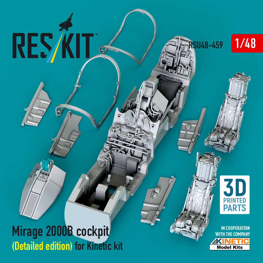 Dassault_Mirage 2000B cockpit (Detailed edition) (designed to be used with Kinetic Model kits) (3D-Printed)