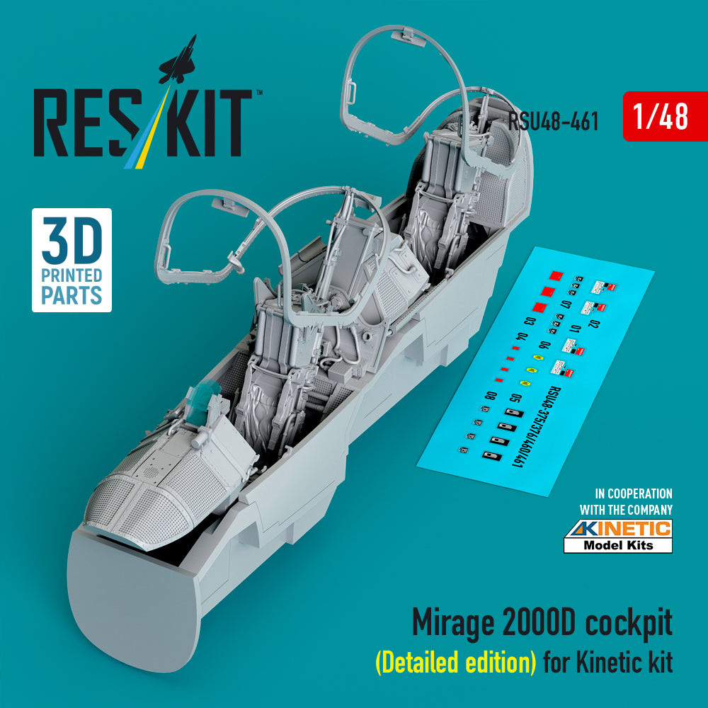Dassault_Mirage 2000D cockpit (Detailed edition) (designed to be used with Kinetic Model kits) 3D-Printed