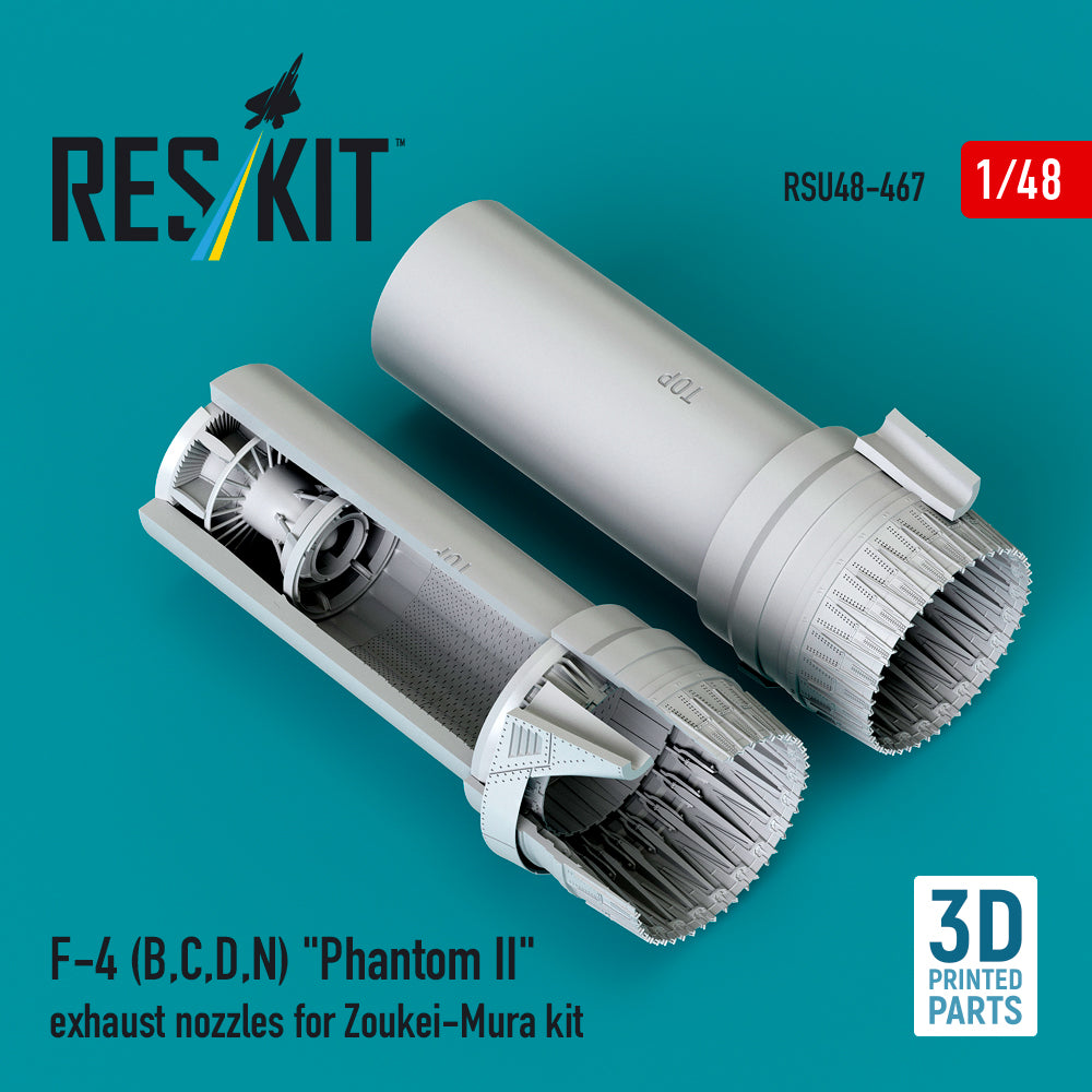 McDonnell F-4B, F-4C, F-4D, F-4N Phantom II exhaust nozzles (designed to be used with for Zoukei-Mura kits) (3D-Printed)