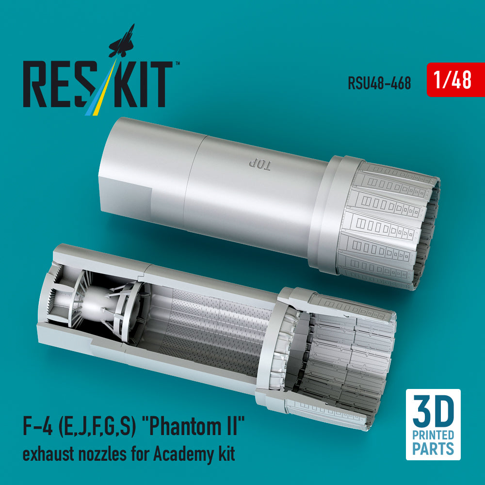 McDonnell F-4E, F-4J, F-4F, F-4G, F-4S Phantom II exhaust nozzles (designed to be used with Academy kits) (3D-Printed)