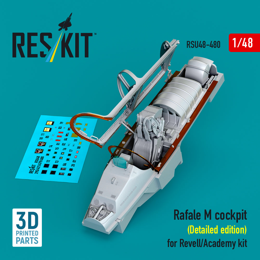 Dassault Rafale M cockpit (Detailed edition) (designed to be used with Academy and Revell kits) (3D-Printed)