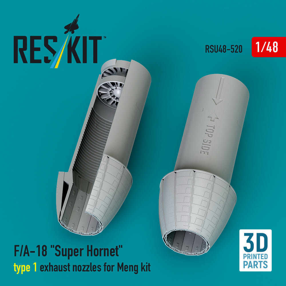 Boeing F/A-18 Super Hornet type 1 exhaust nozzles (designed to be used with Meng Model kits) 3D-Printed