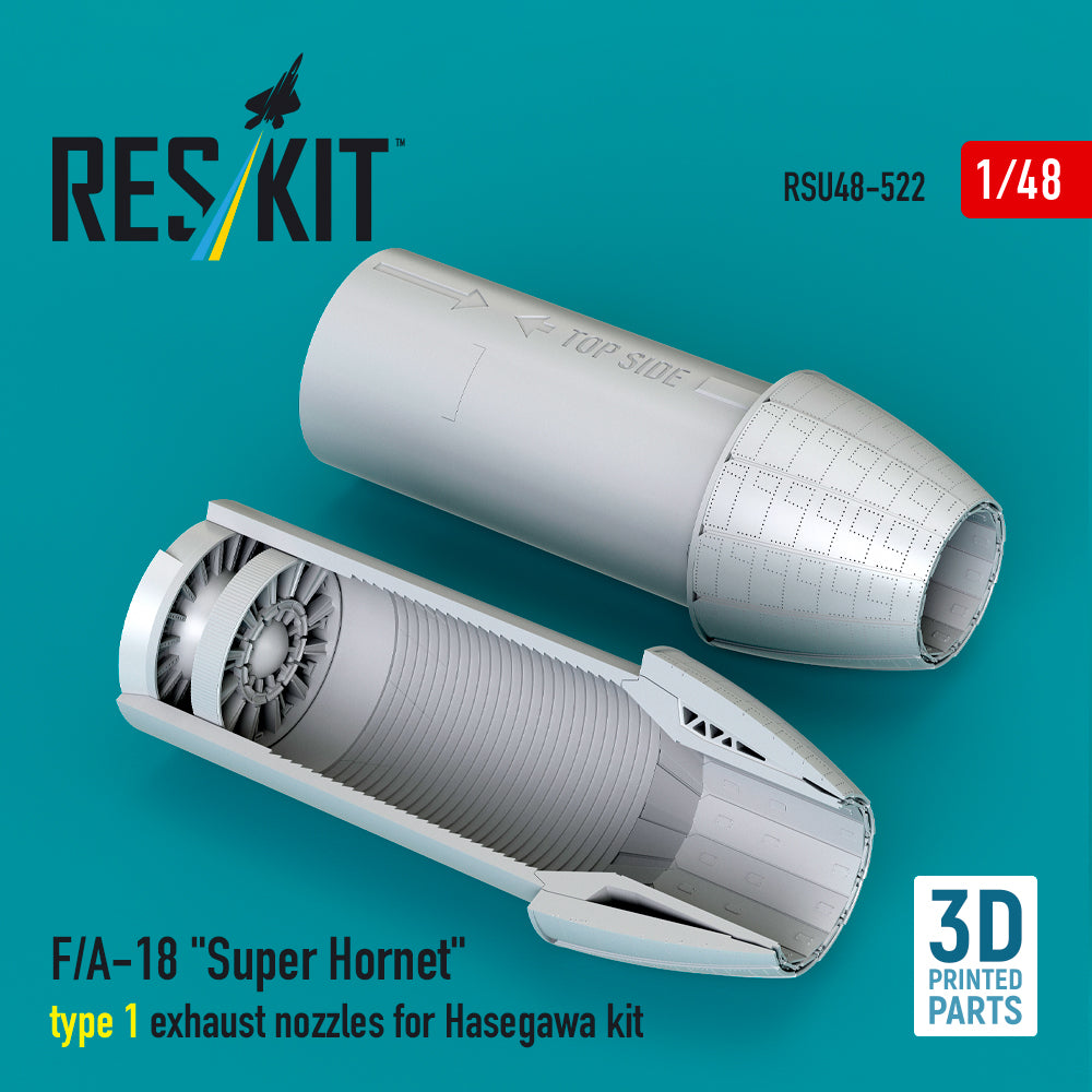 Boeing F/A-18 Super Hornet type 1 exhaust nozzles (designed to be used with Hasegawa kits) 3D-Printed [Boeing F/A-18E Boeing F/A-18F]