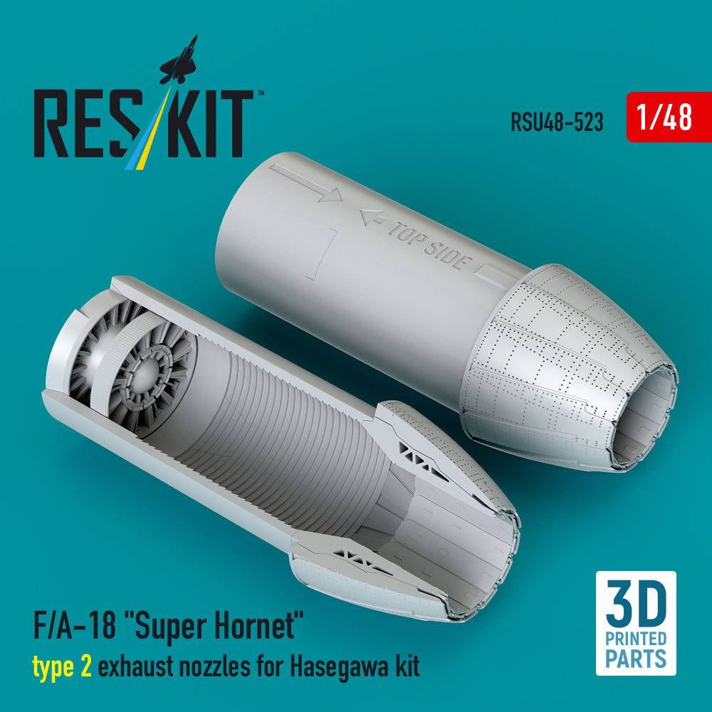 Boeing F/A-18 Super Hornet type 2 exhaust nozzles (designed to be used with Hasegawa kits) 3D-Printed [F/A-18E F/A-18F]