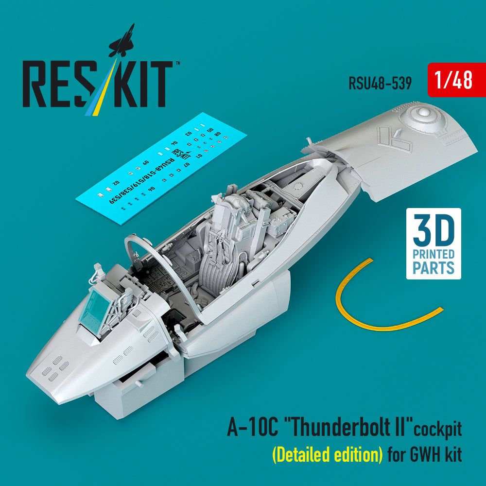 Fairchild A-10C Thunderbolt II cockpit (Detailed edition) (designed to be used with Great Wall Hobby kits) (3D-Printed) (1/48)