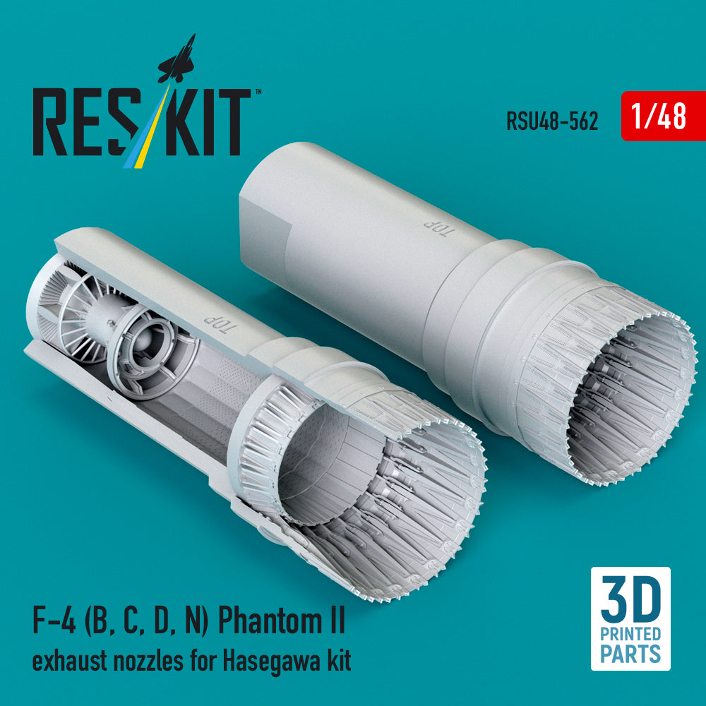 McDonnell F-4B, F-4C, F-4D, F-4N) Phantom II exhaust nozzles (designed to be used with Hasegawa kits) (3D Printed)