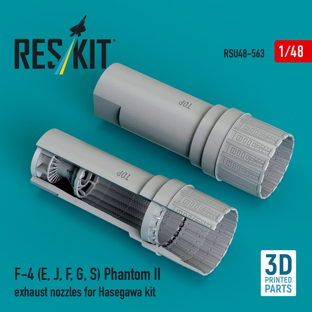 McDonnell F-4E, F-4J, F-4F, F-4G, F-4S) Phantom II exhaust nozzles (designed to be used with Hasegawa kits) (3D Printed)