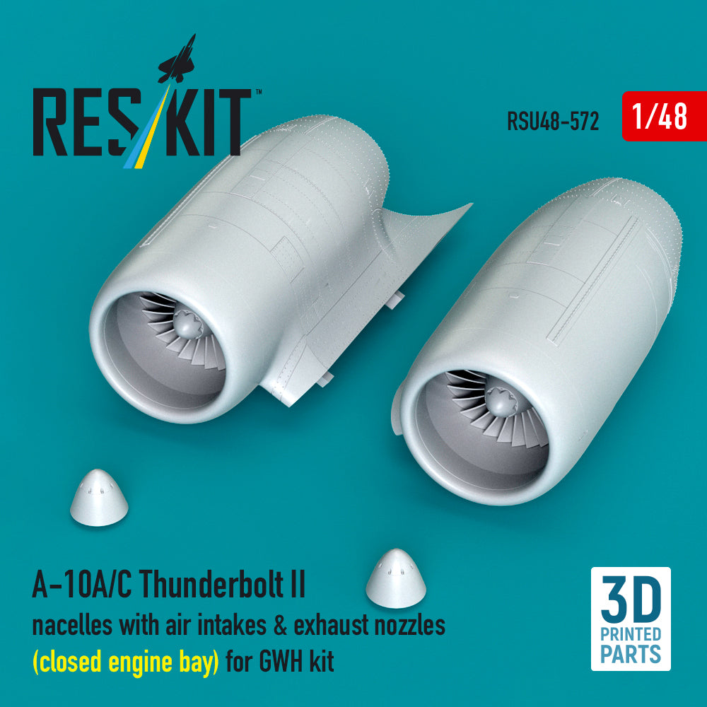 Republic A-10A/A-10C Thunderbolt II nacelles with air intakes & exhaust nozzles (close engine bay)(designed to be used with Great Wall Hobby kits) (3D Printed)