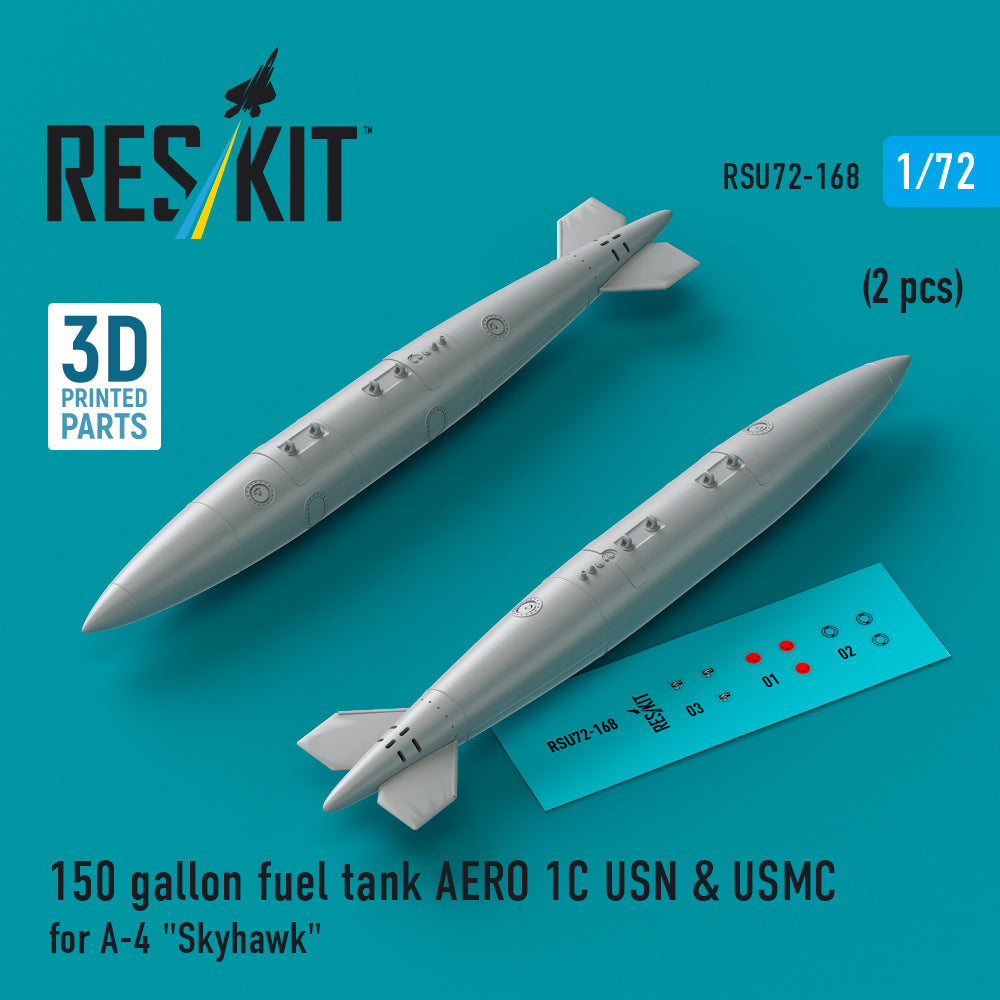 150 gallon fuel tank AERO 1C USN & USMC (2 pcs) for Douglas A-4 Skyhawk (3D-Printed)