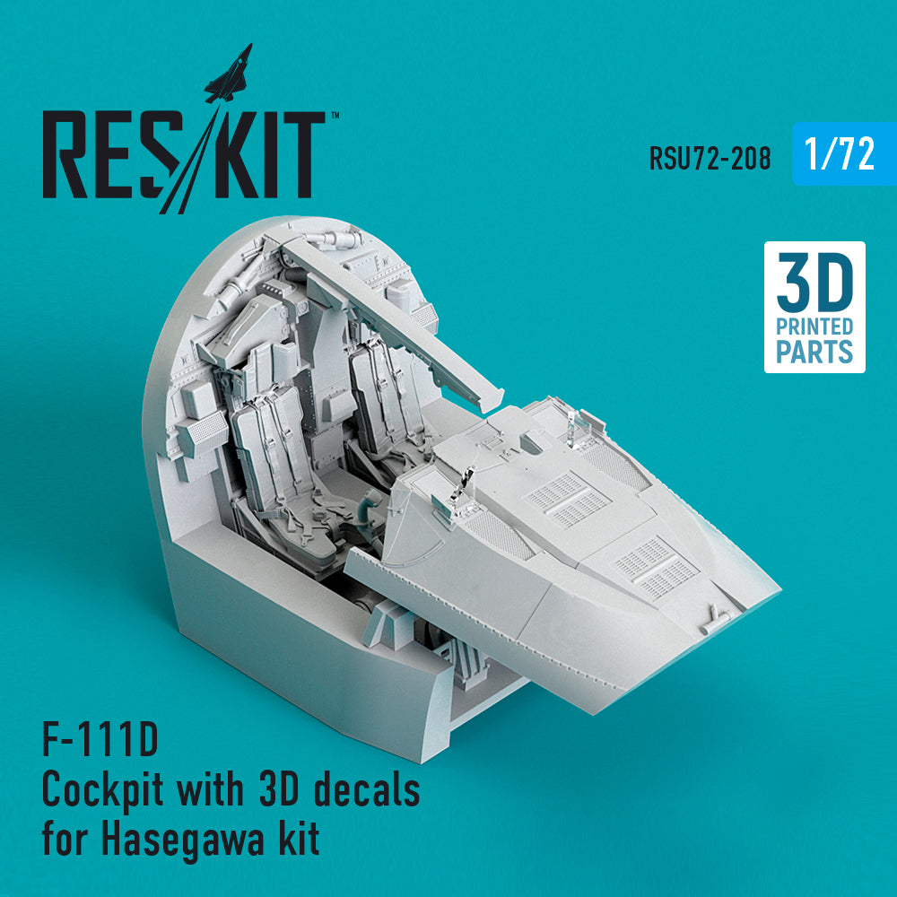 General-Dynamics F-111D Cockpit with (3D- Printed decals) (designed to be used with Hasegawa kits) 3D-Printed (ResKit sold out February 2026)