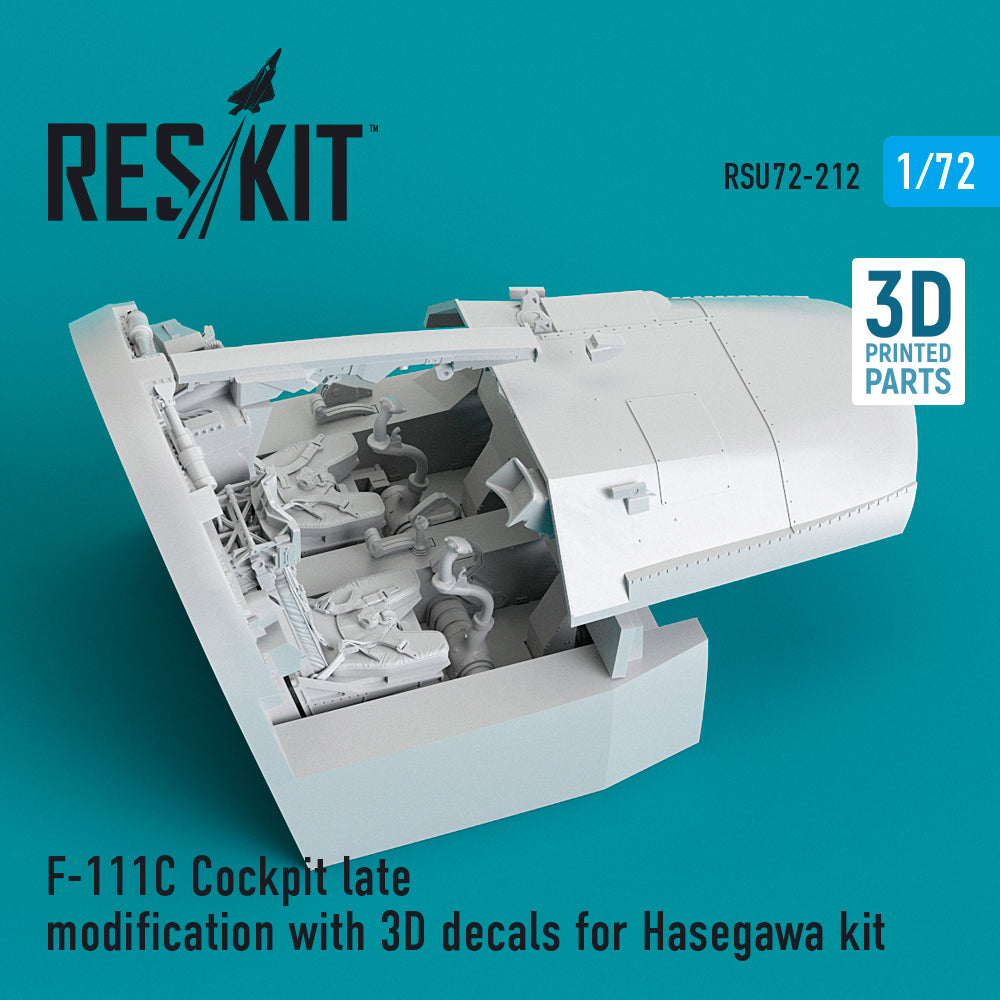 General-Dynamics F-111C Cockpit late modification with (3D- Printed decals) (designed to be used with Hasegawa kits) 3D-Printed (ResKit sold out February 2026)