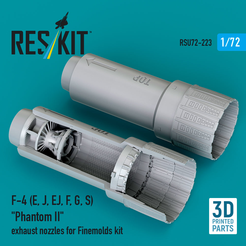 McDonnell F-4E, F-4J, F-4EJ, F-4F, F-4G, F-4S) Phantom II exhaust nozzles (designed to be used with Fine Molds kits)  (3D-Printed) (1/72)