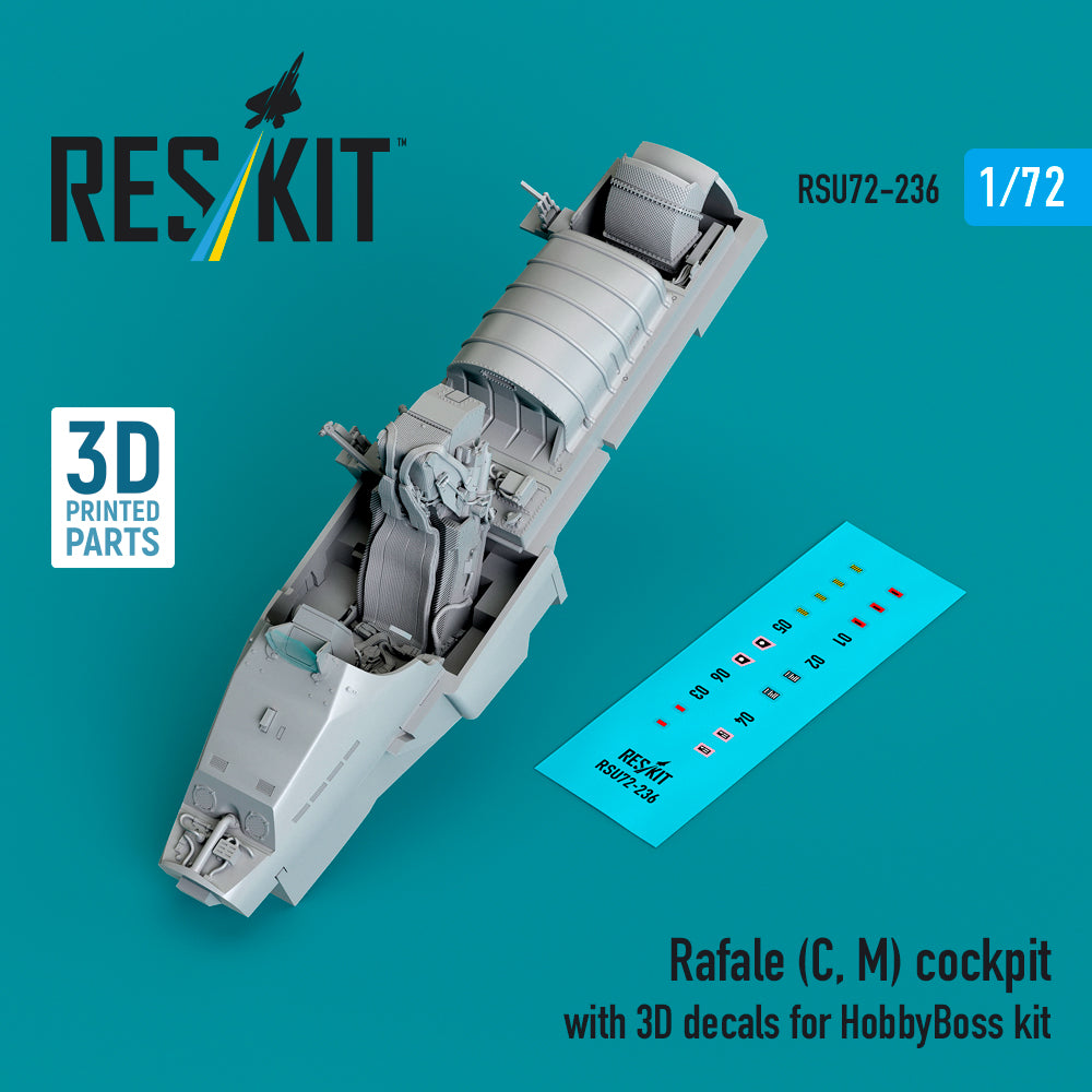 Dassault Rafale (C, M) cockpit with 3D-decals (designed to be used with Hobby Boss kits) (3D-Printed)