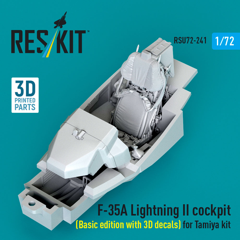 Lockheed-Martin F-35A Lightning II cockpit (Basic edition with 3D decals) (designed to be used with Tamiya kits) (3D Printed)