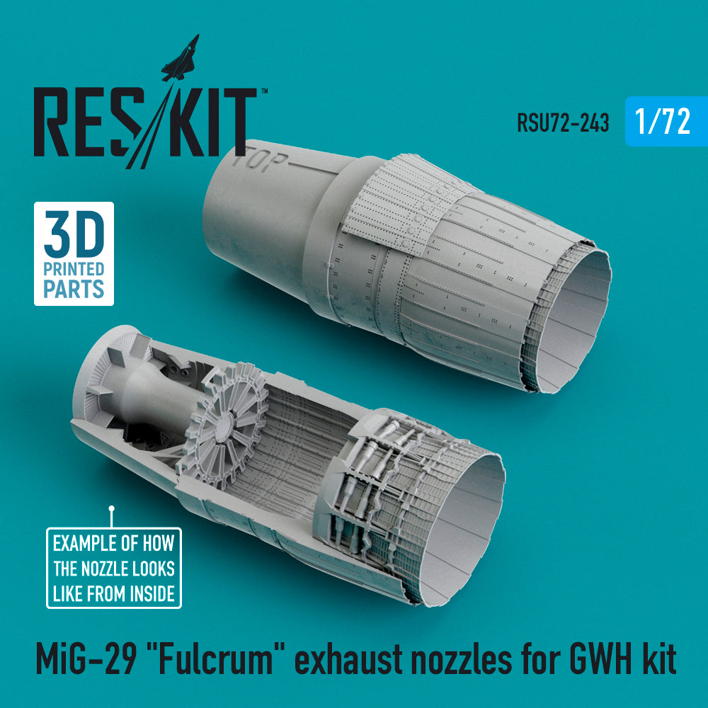 Mikoyan MiG-29 Fulcrum exhaust nozzles (designed to be used with Great Wall kits) (3d-printed + Resin)(1/72)