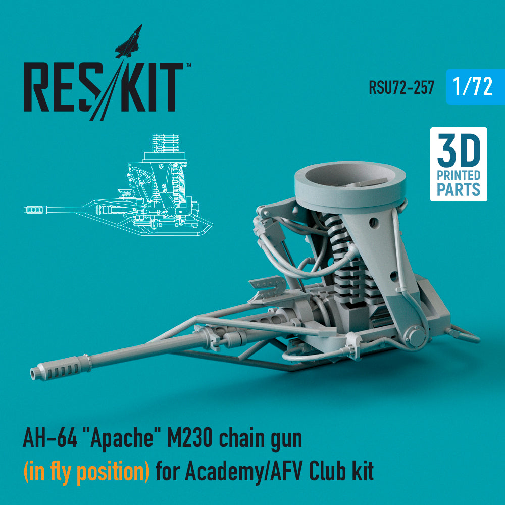 Bell/Boeing AH-64 Apache M230 chain gun (in fly position) (designed to be used with Academy and AFV Club kits) 3D-Printed)