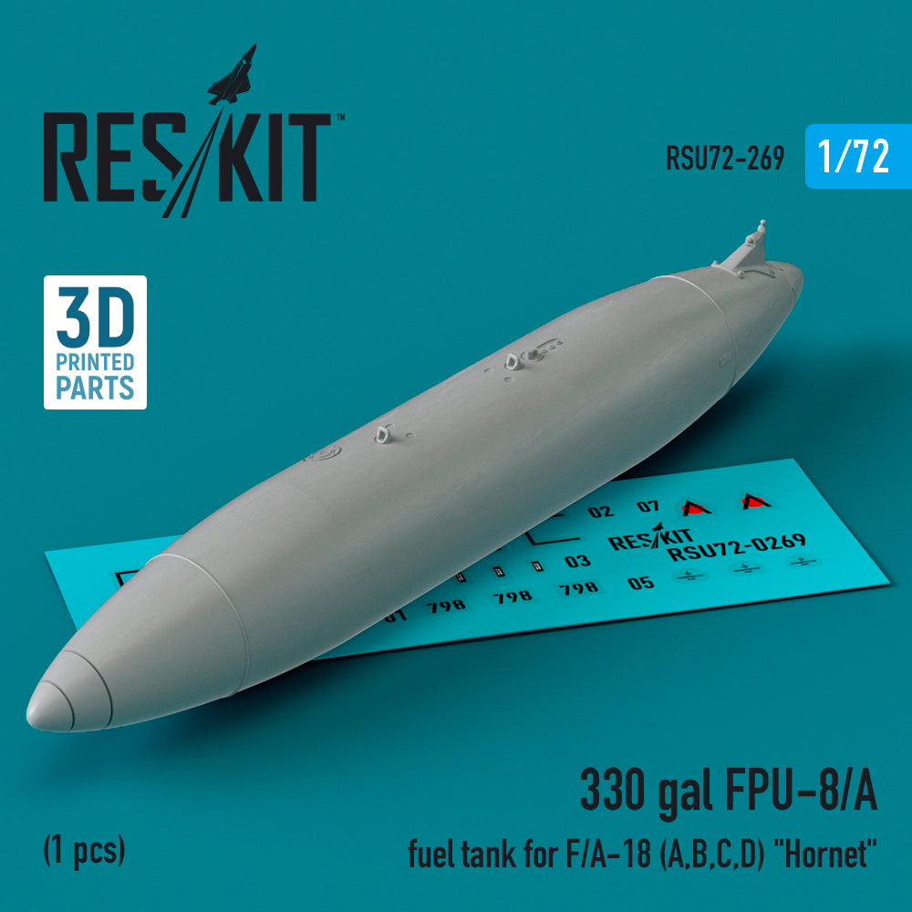 330 gal FPU-8/A fuel tank for the McDonnell-Douglas F/A-18A, F/A-18B, F/A-18C F/A-18D (1 pcs) (3D-Printed)