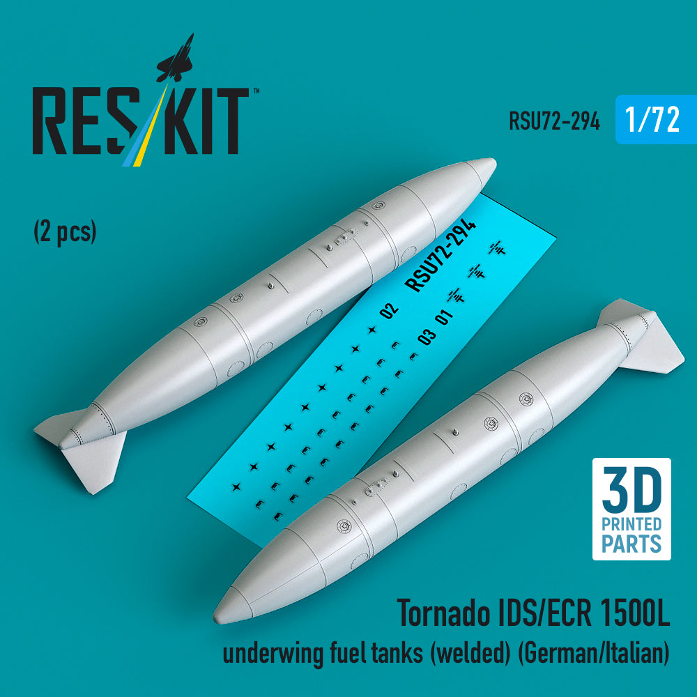 Panavia Tornado IDS/ECR 1500L underwing fuel tanks (welded) (German/Italian) (2 pcs) (3D-Printed) (1/72)