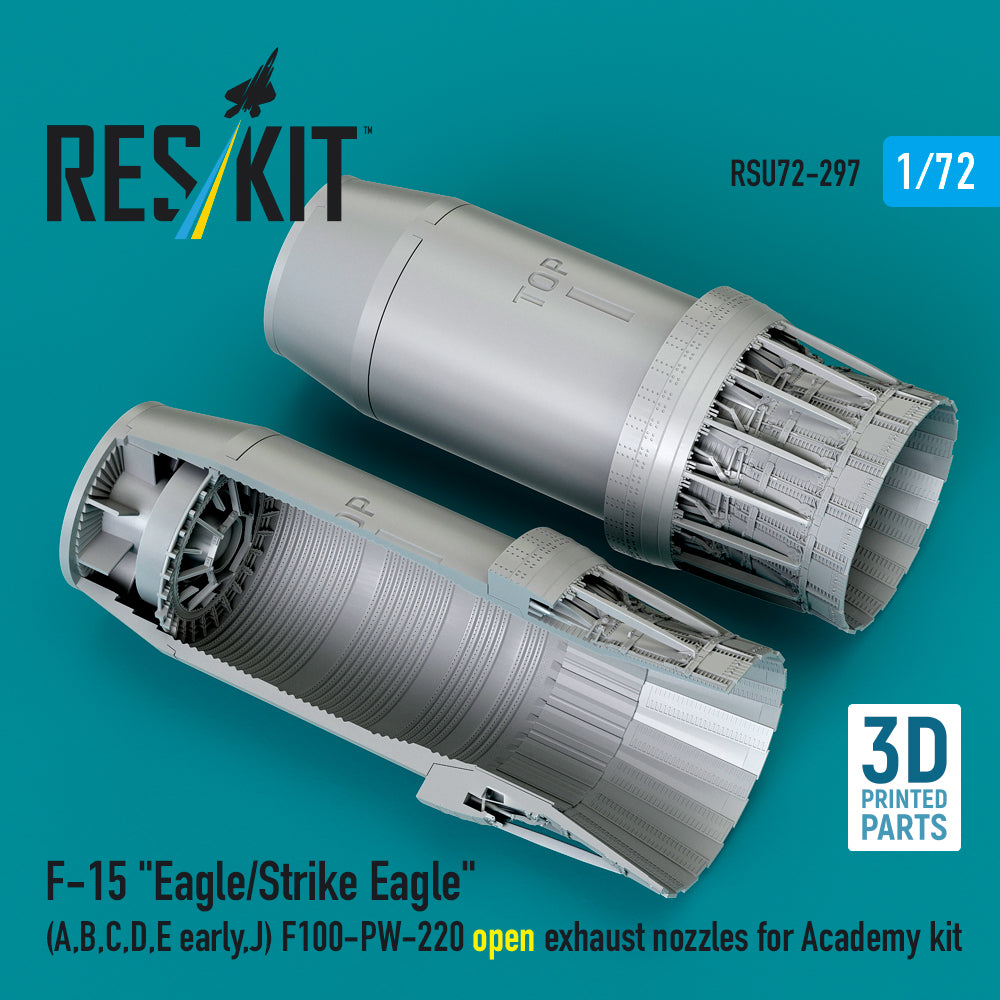 McDonnell F-15 Eagle/Strike Eagle [F-15A, F-15B, F-15C, F-15D, F-15E early version, F-15J] F100-PW-220 open exhaust nozzles (designed to be used with Academy kits) (3D-Printed) (1/72)