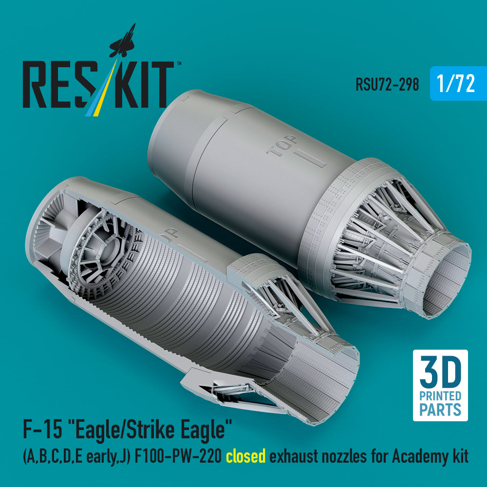 McDonnell F-15 Eagle/Strike Eagle [F-15A, F-15B, F-15C, F-15D, F-15E early version, F-15J] F100-PW-220 closed exhaust nozzles (designed to be used with Academy kits) (3D-Printed) (1/72)