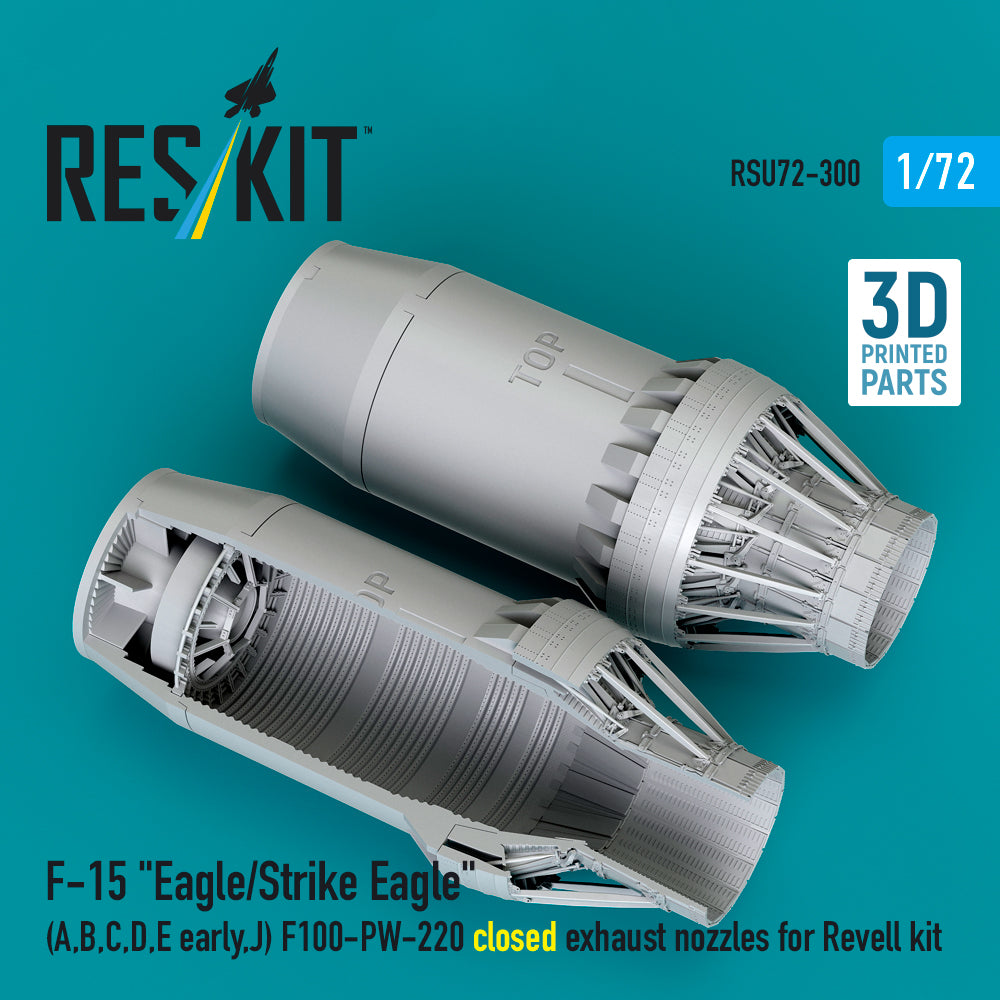 McDonnell F-15 Eagle/Strike Eagle [F-15A, F-15B, F-15C, F-15D, F-15E early version, F-15J] F100-PW-220 closed exhaust nozzles (designed to be used with Revell kits) (3D-Printed) (1/72)