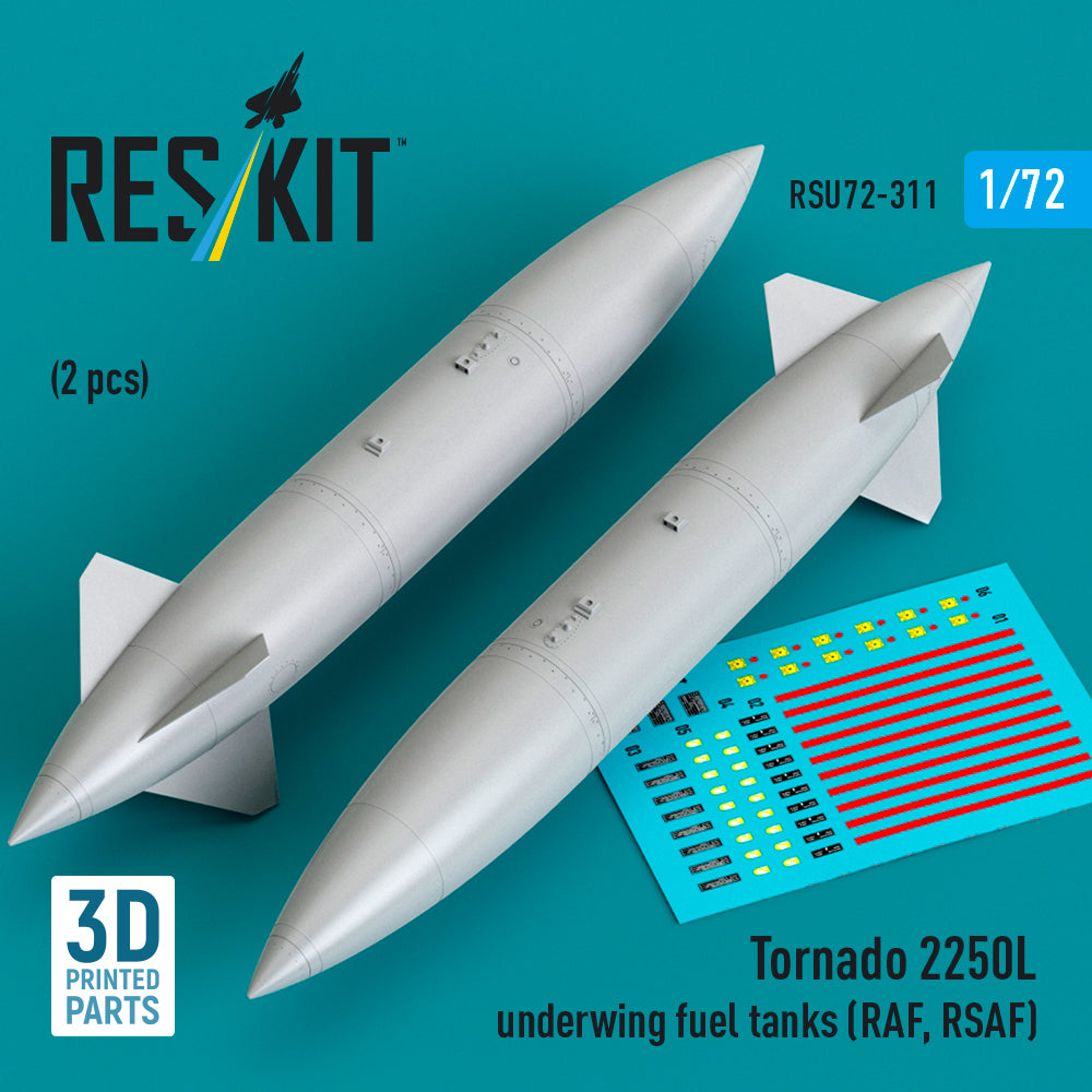 Panavia Tornado 2250L underwing fuel tanks (RAF, RSAF) (2 pcs) (3D Printed)