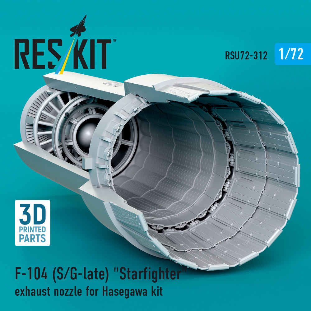 Lockheed F-104S/F-104G-late) Starfighter exhaust nozzle (designed to be used with Hasegawa kits) 3D-Printed