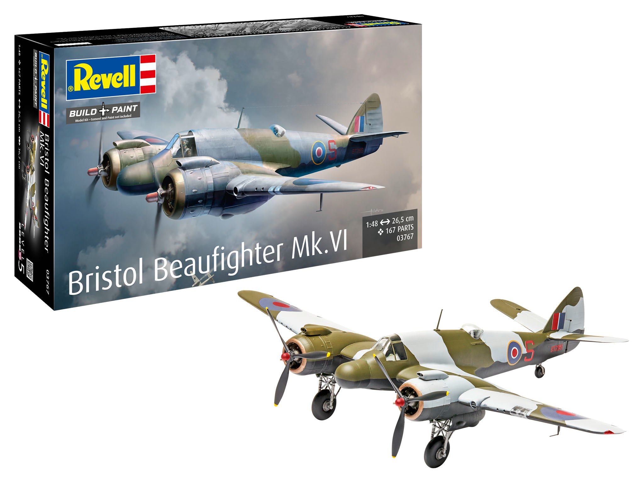 Revell model kit packaging of a Bristol Beaufighter Mk.VI airplane on a white background