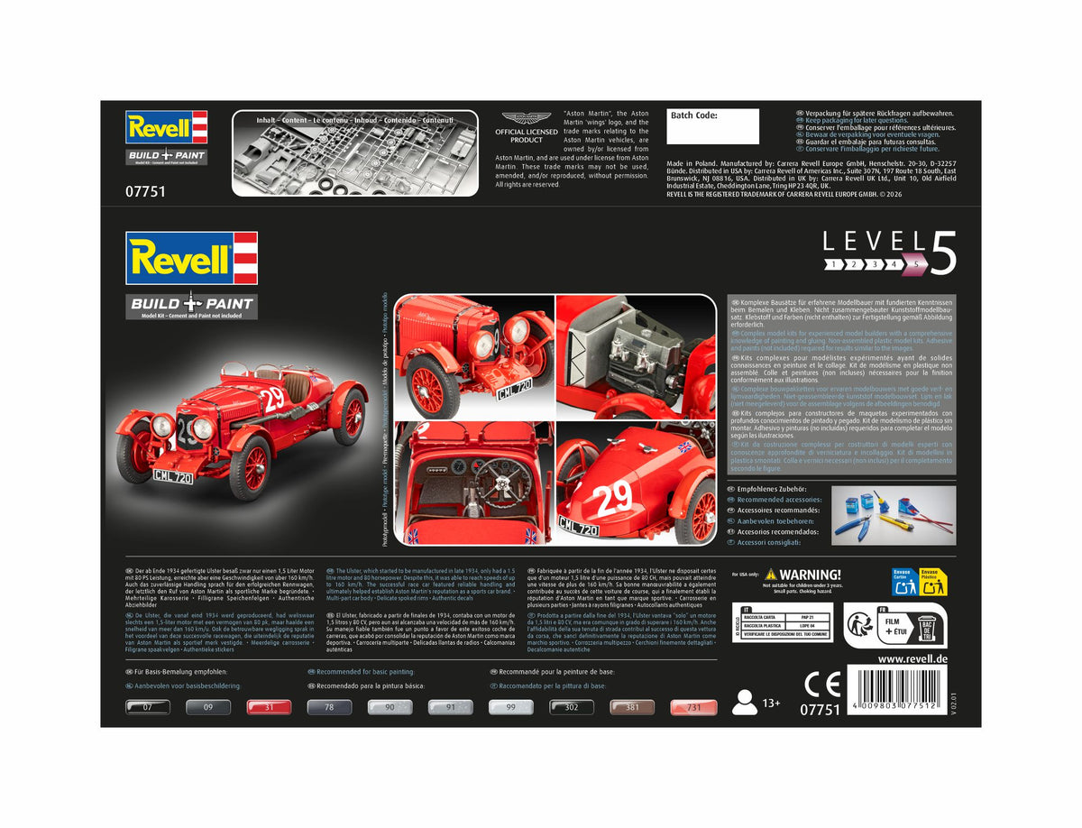 should be RV77751. please reorder RV77751. Aston Martin Ulster (Revell Classics)