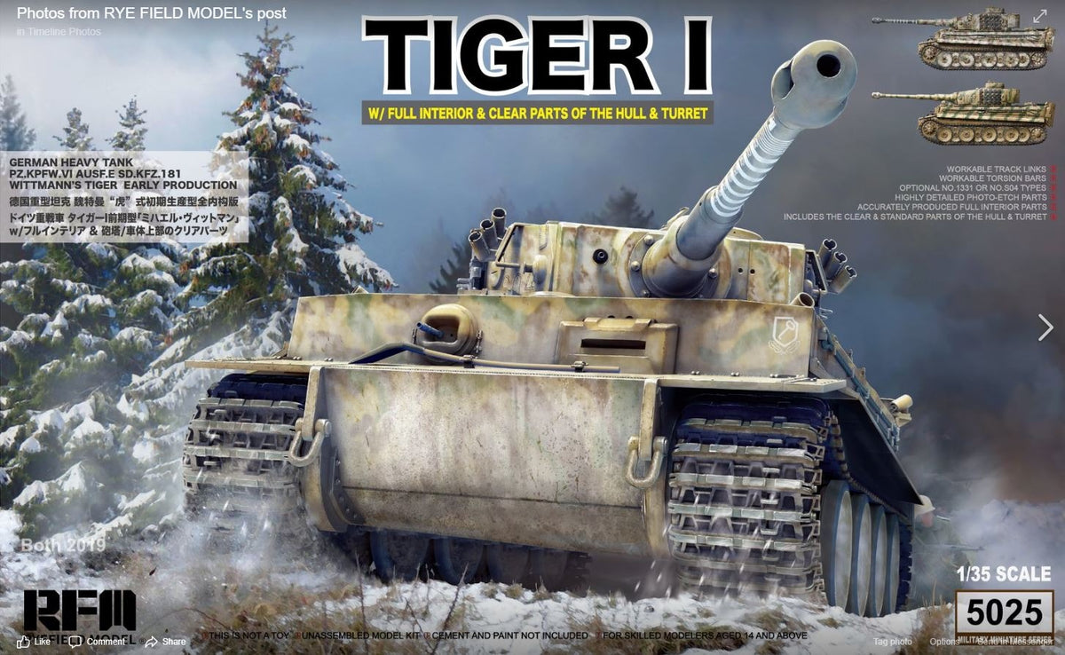 RYE FIELD 1/35 Tiger 1 Tank early prod Wittmann Tiger Eastern Front 1943 RM5025