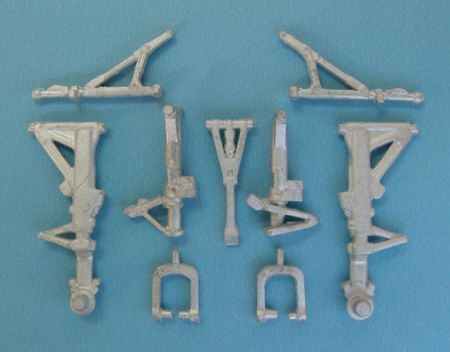 Northrop F-5A, Canadair CF-5A/NF-5A replacement Metal Landing Gear. Both nose gear oleo's have been extended to in service length (designed to be used with Kinetic Model kits and Wolfpack kits)