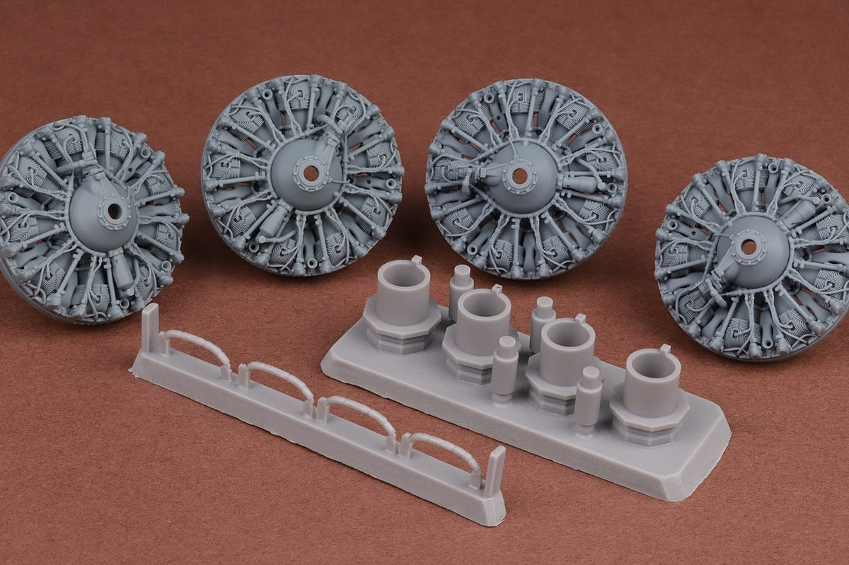Boeing B-17F/B-17G Engine upgrade set (designed to be used with Hong Kong Models kits) resin/3D-printed