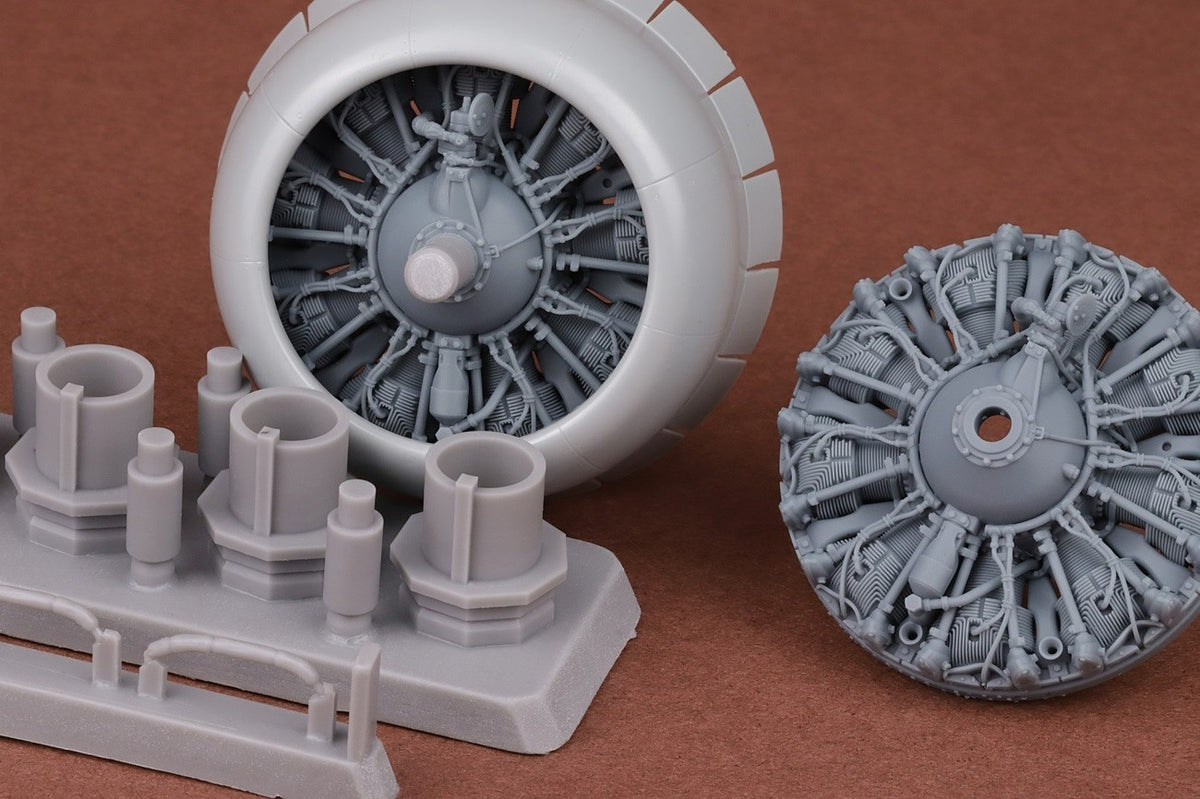 Boeing B-17F/B-17G Engine upgrade set (designed to be used with Hong Kong Models kits) resin/3D-printed