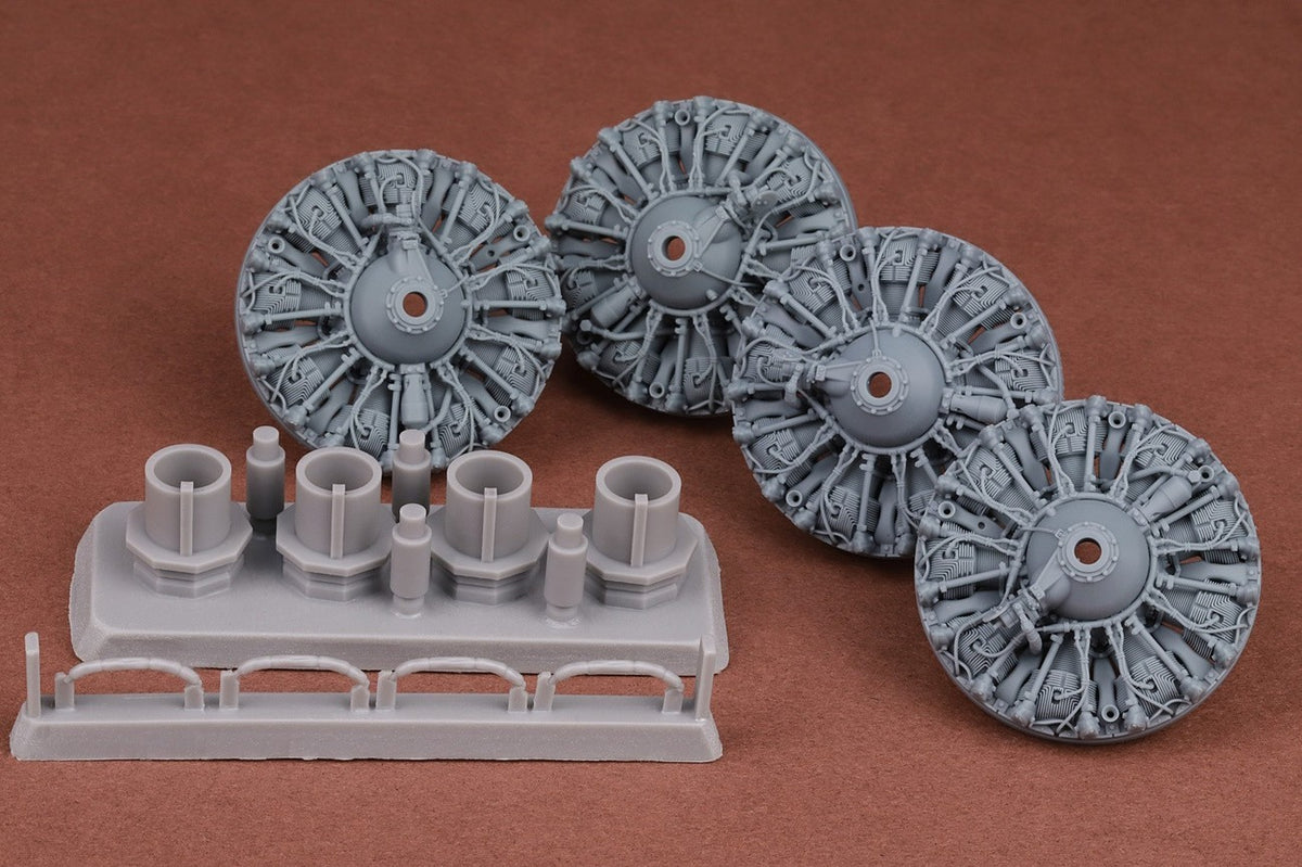 Boeing B-17F/B-17G Engine upgrade set (designed to be used with Hong Kong Models kits) resin/3D-printed