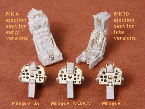 Dassault_Mirage 5 cockpit set (designed to be used with Kinetic Model kits) includes M4 ejection seat for early versions and Mk.10 ejection seat for late versions [III]
