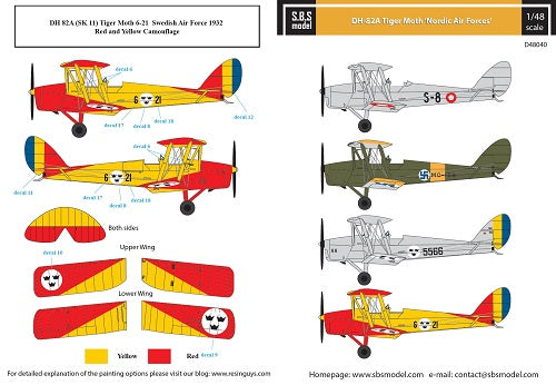 de Havilland DH.82a Tiger Moth 'Nordic Air Forces' Sweden x 2, Finland and Denmark