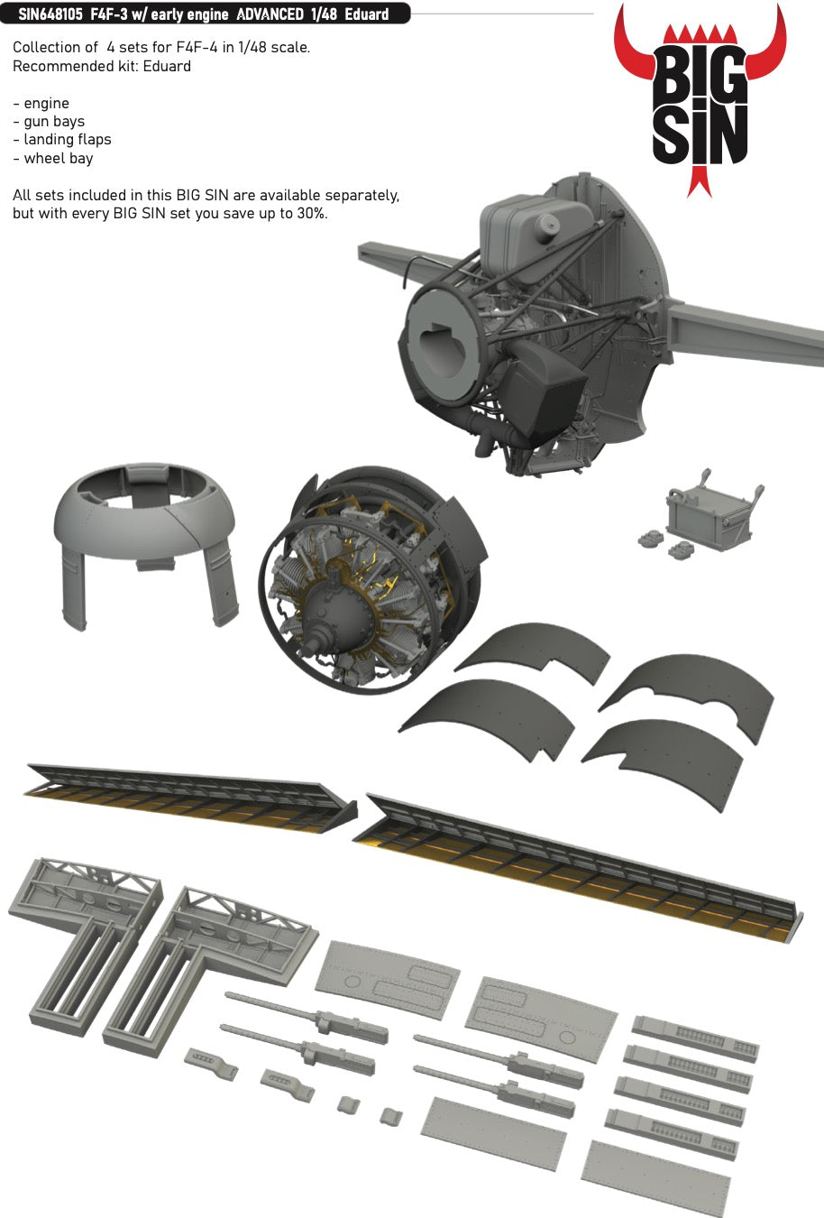 Grumman F4F-3 Wildcat with the early engine ADVANCED (designed to be used with Eduard kits)