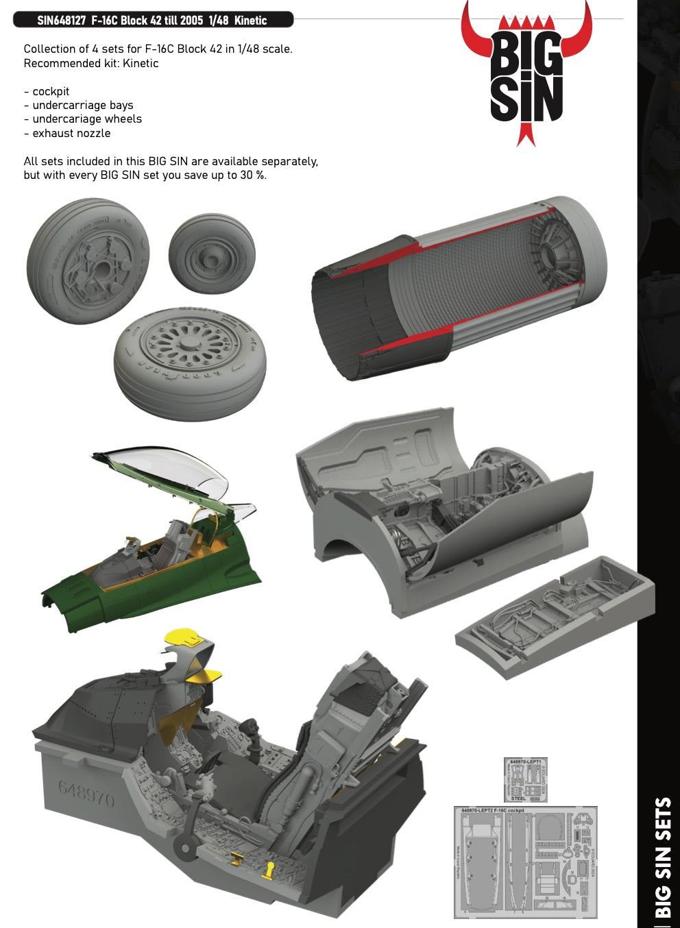 Lockheed-Martin F-16C Fighting Falcon Block 42 till 2005 1/48 (designed to be used with Kinetic Model kits)