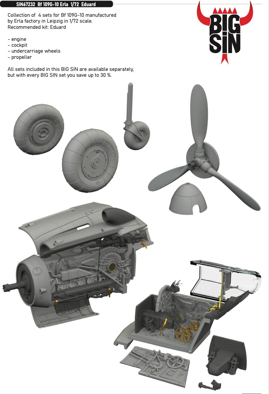 Messerschmitt Bf-109G-10 Erla 1/72 (designed to be used with Eduard kits)