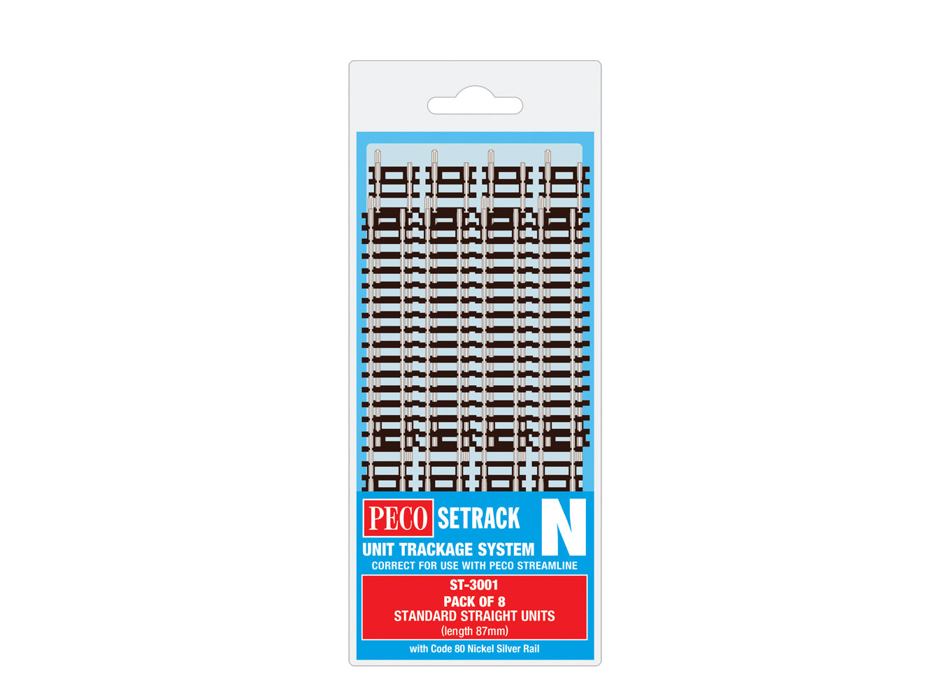 Peco Standard Straight (Pack of 8) ST-3001