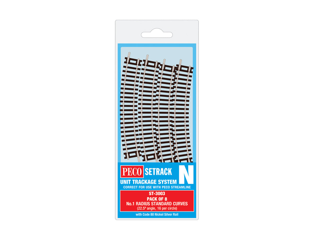 Peco Standard Curve, 1st Radius (Pack of 8) ST-3003