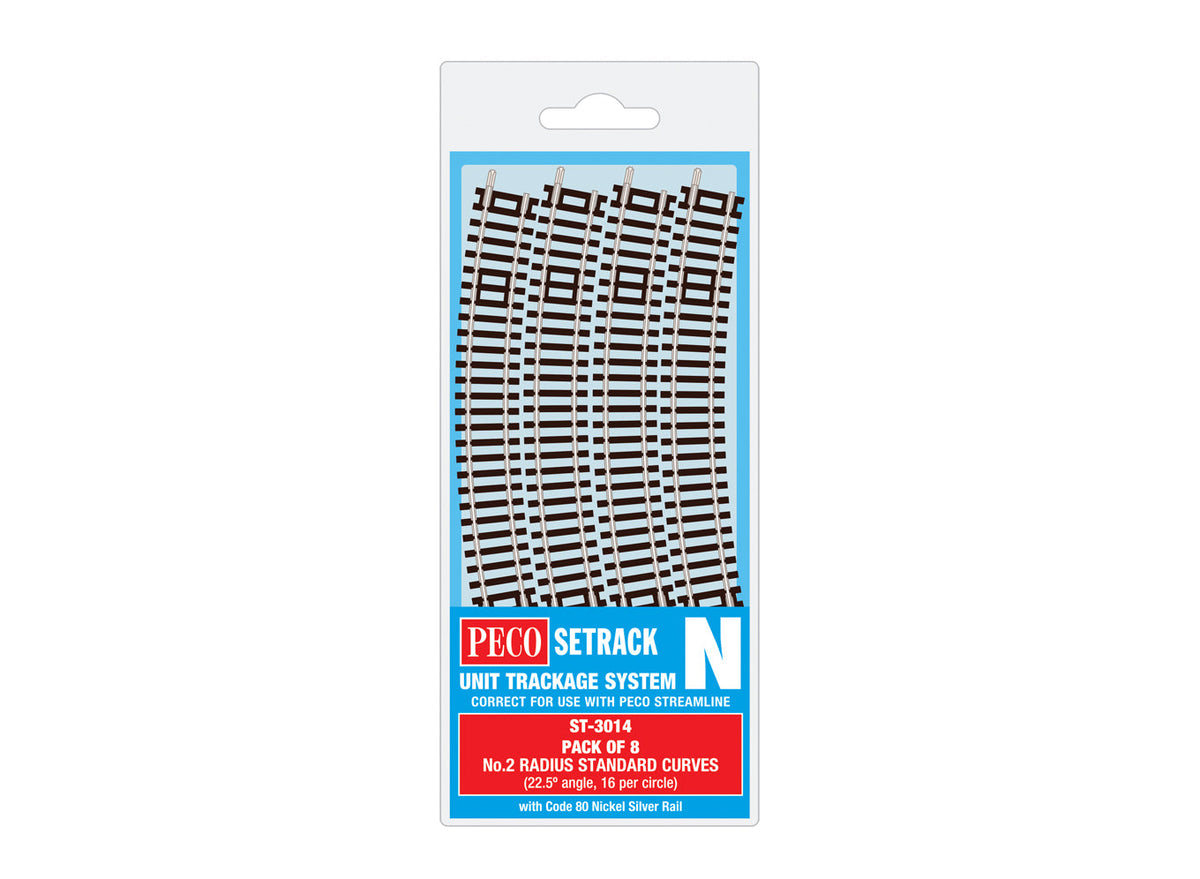 Peco Standard Curve, 2nd Radius (Pack of 8) ST-3014