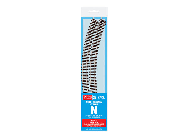 Peco Double Curve, 4th Radius (Pack of 4) ST-3019