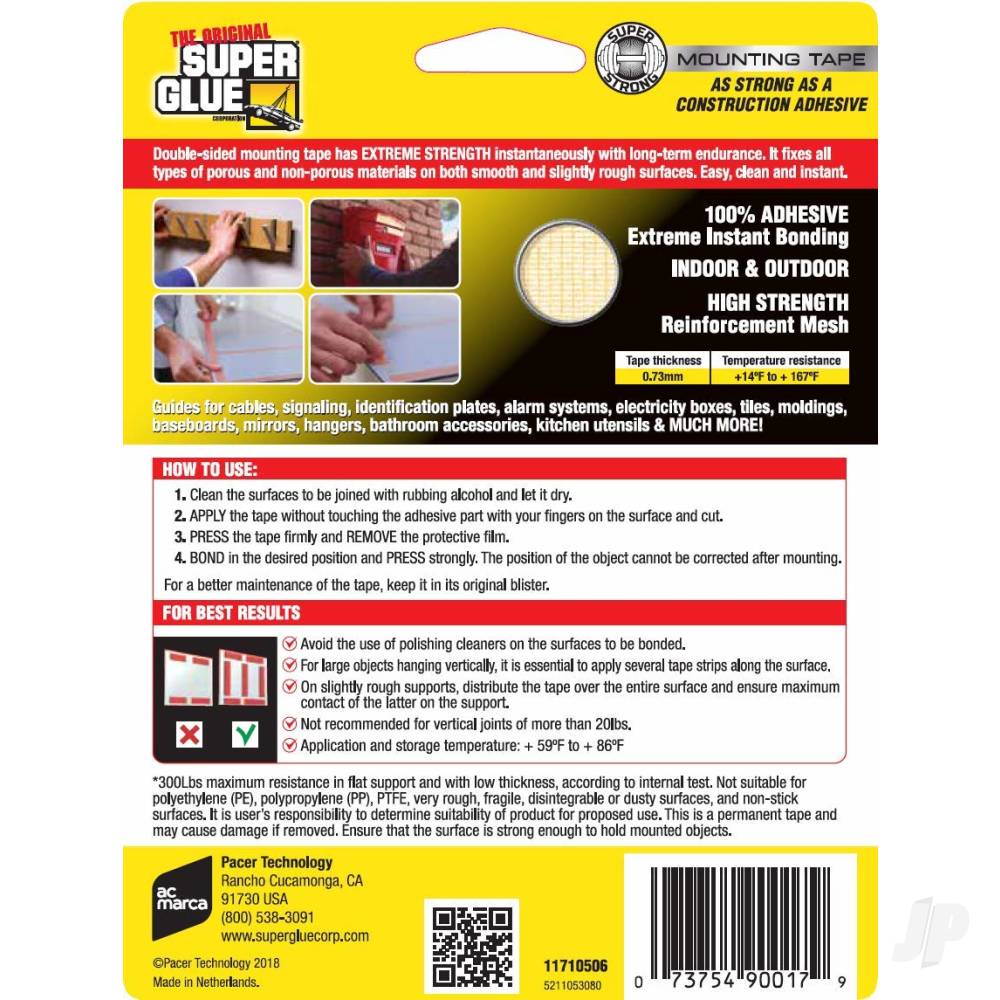 Super Glue Double-Sided Permanent Mounting Tape (1 roll, 19mmx2.5m) SUP11710506 3