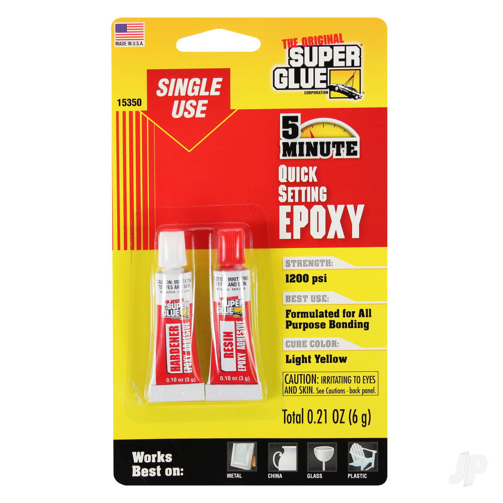 Super Glue 5 Minute Quick Setting Single Use Epoxy (0.21oz, 6g) SUP15350 Main