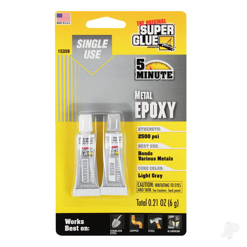 Super Glue 5 Minute Quick Setting Single Use Metal Epoxy (0.21oz, 6g) SUP15359 Main