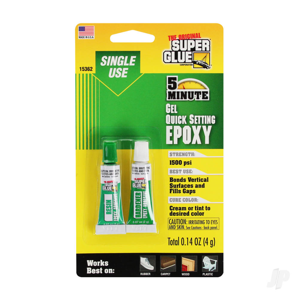 Super Glue 5 Minute Quick Setting Single Use Epoxy Gel (0.14oz, 4g) SUP15362 Main