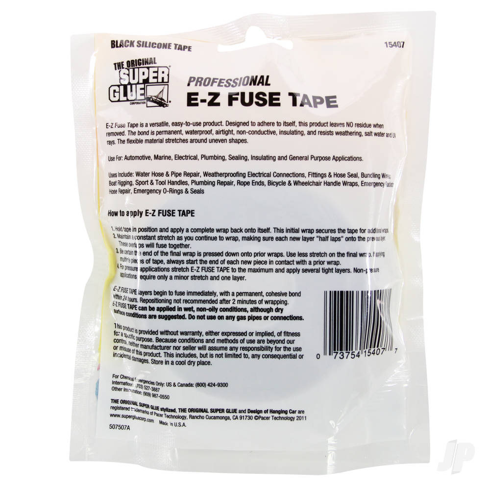 Super Glue E-Z Fuse Silicone Tape Black (1in x 36ft) SUP15407 1