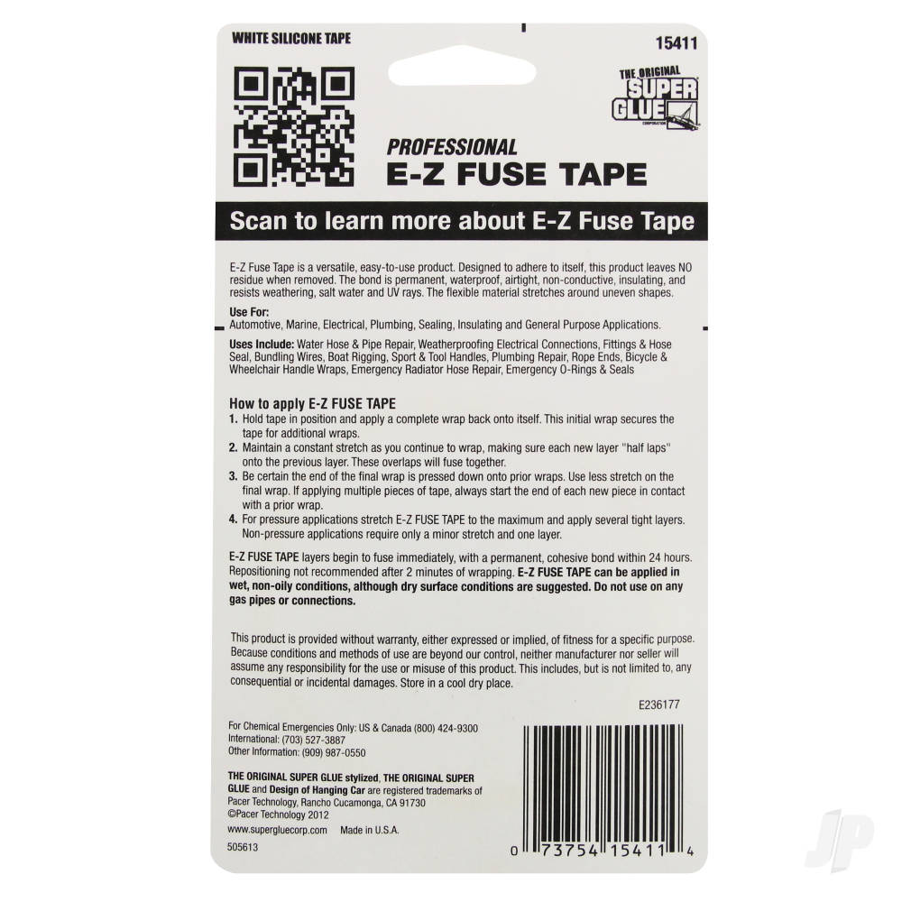 Super Glue E-Z Fuse Tape White (1in x 10ft) SUP15411 1